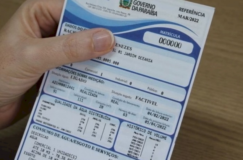 Conta de água fica mais cara na Paraíba a partir do próximo mês