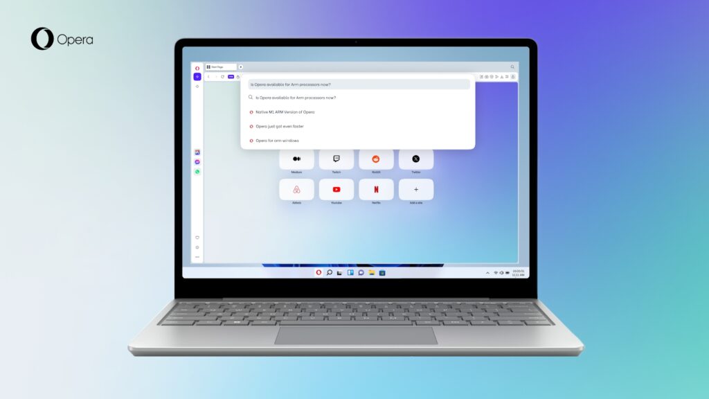 Versão nativa do Opera One para Windows com chip Arm já está disponível