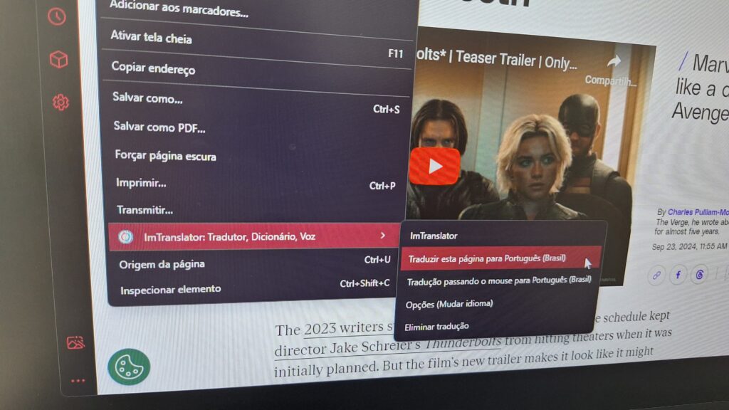 Como traduzir uma página no Opera ou Opera GX
